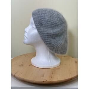Aris Angora Wool Beret Gray-Blue Soft Romantic Warm Coquette Classic Made in USA